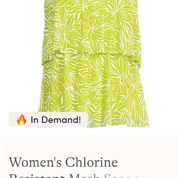 Lands’ End Chlorine Resistant Mesh Scoop Neck Tiered Tankini Top - Picture 4 of 11